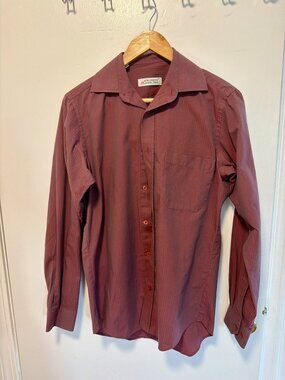 Burgundy Pinstripe Button Up Shirt Mens